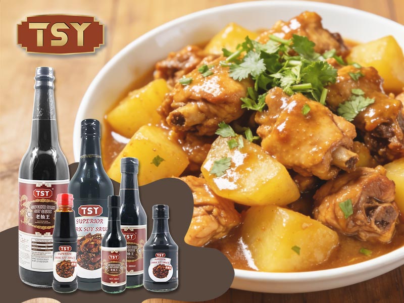 Chicken stir-fried with dark soy sauce